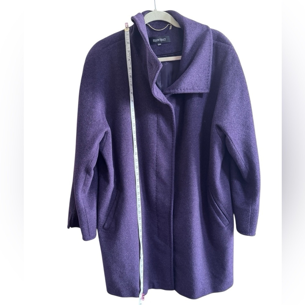 Ellen Tracy Wool Angora Plum Coat 20W - Picture 5 of 10